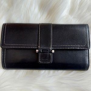 🗝FOSSIL Vintage Tri-fold Black Leather Wallet